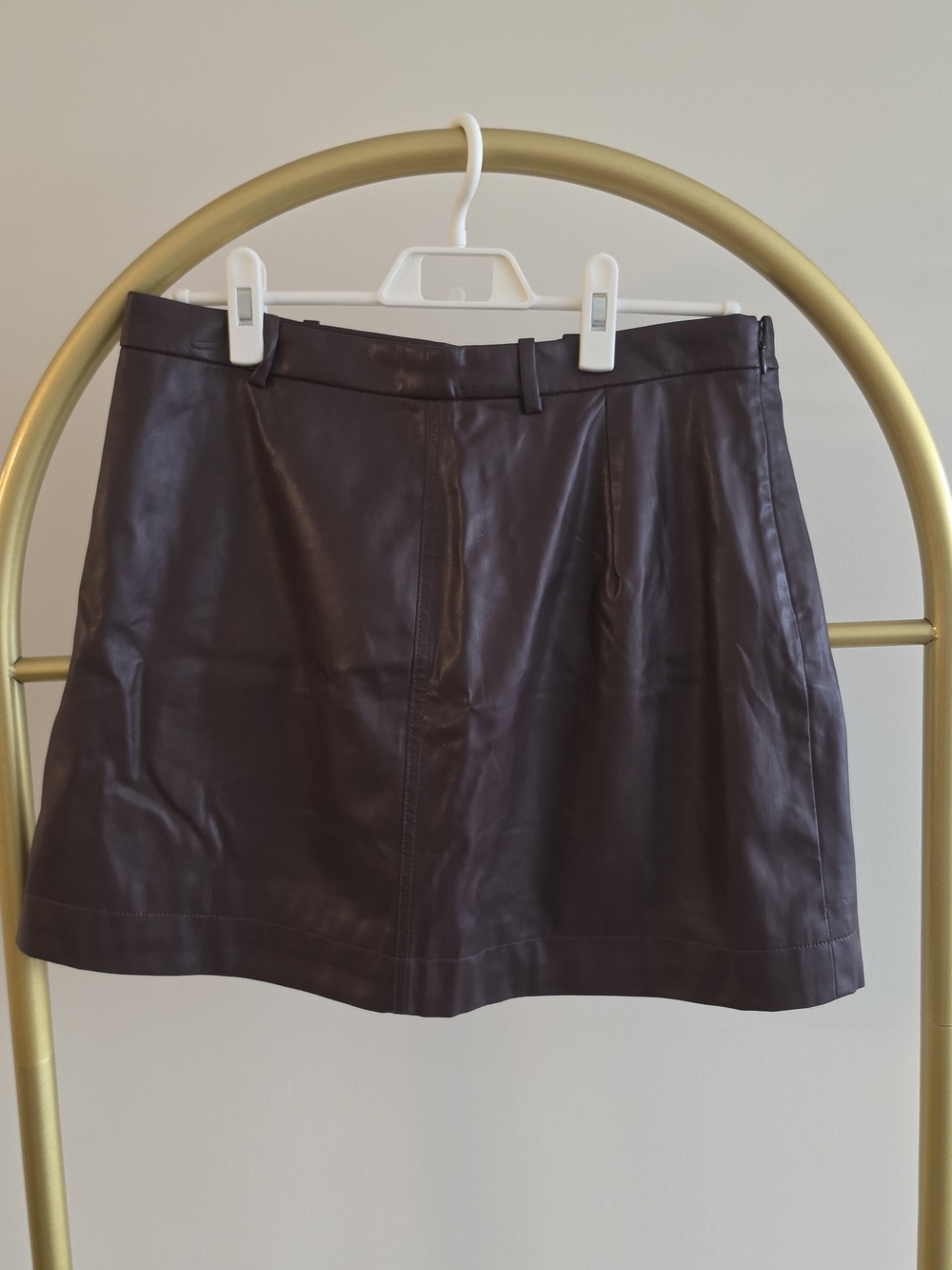 Club Monaco Faux Leather Mini Skirt in Dark Brown Size US8